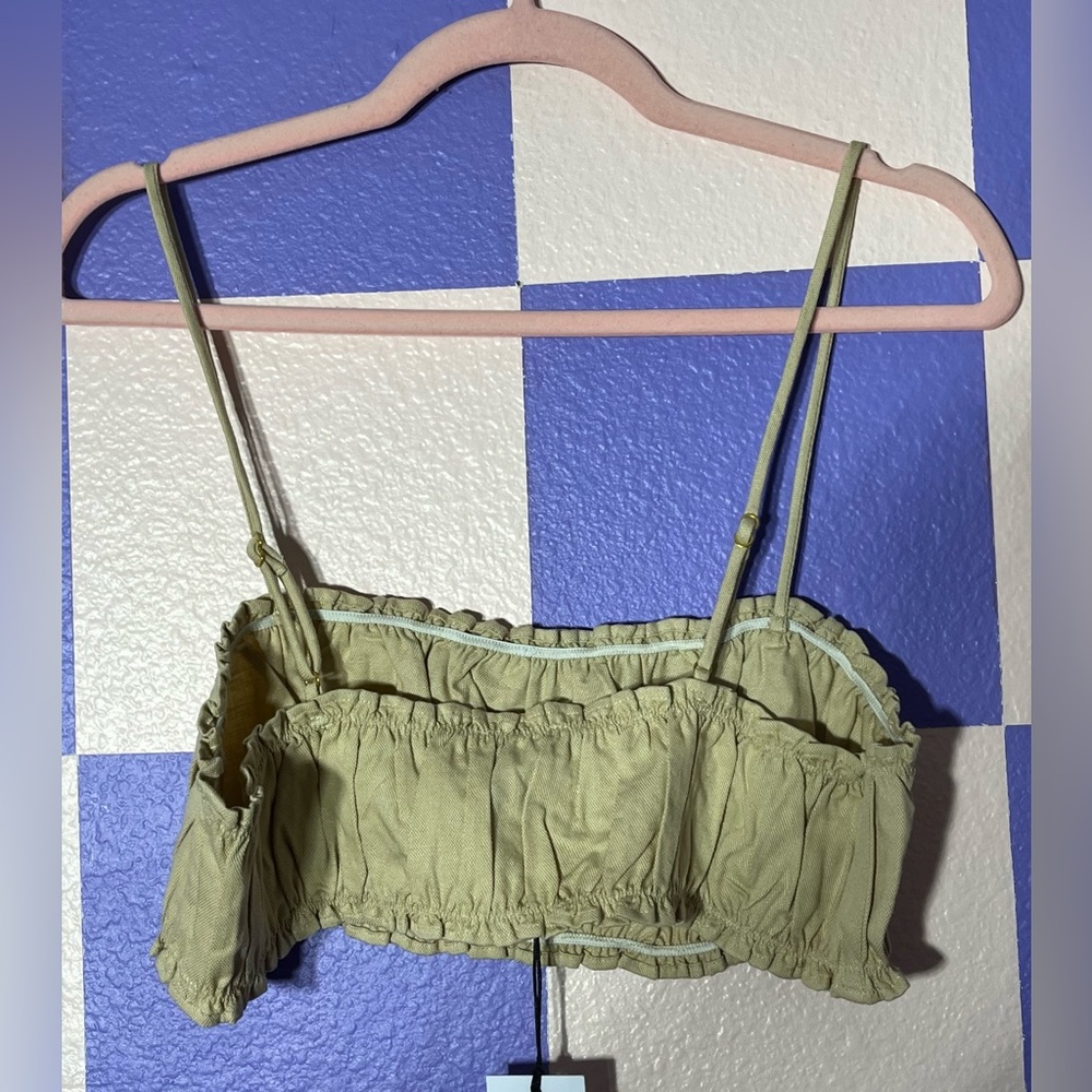 NWT WeWoreWhat x Revolve Scrunchie Bra Top Linen Blend in Wheat - Size XL - Picture 3 of 5